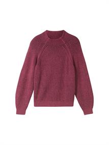 Gerippter Pullover mit Stehkragen blackberry rib structure