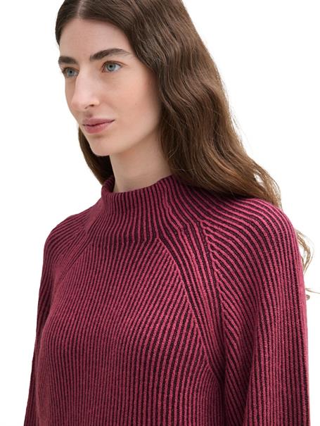 Gerippter Pullover mit Stehkragen blackberry rib structure