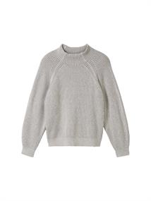Gerippter Pullover mit Stehkragen explicit grey rib structure