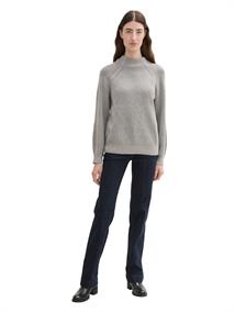 Gerippter Pullover mit Stehkragen explicit grey rib structure