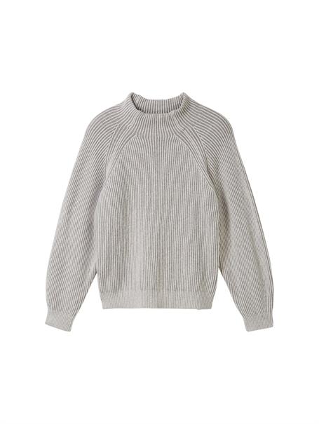 Gerippter Pullover mit Stehkragen explicit grey rib structure