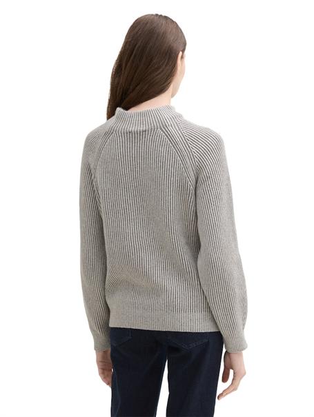 Gerippter Pullover mit Stehkragen explicit grey rib structure