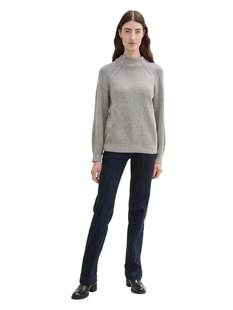 Gerippter Pullover mit Stehkragen explicit grey rib structure