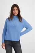 Gerippter Pullover mit Zopfmuster arctic blue