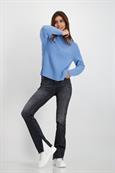 Gerippter Pullover mit Zopfmuster arctic blue