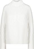 Gerippter Pullover mit Zopfmuster off-white