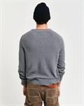 Gerippter Rundhalspullover aus Baumwoll-Woll-Gemisch dark grey melange