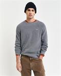 Gerippter Rundhalspullover aus Baumwoll-Woll-Gemisch dark grey melange