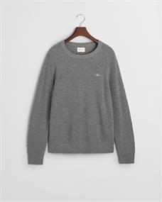 Gerippter Rundhalspullover aus Baumwoll-Woll-Gemisch dark grey melange