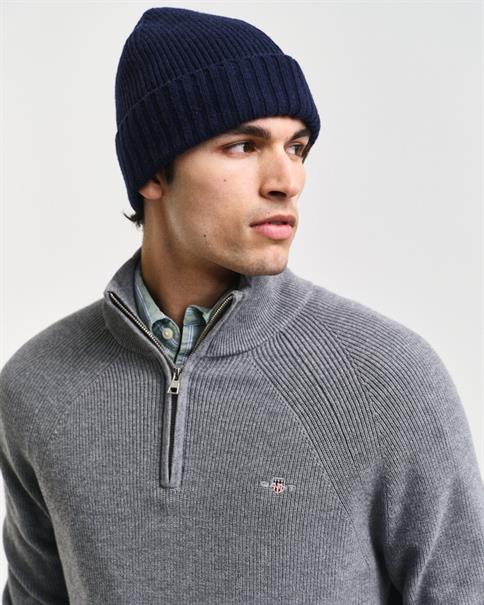 Gerippter Troyer aus Baumwoll-Woll-Gemisch dark grey melange