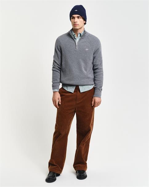 Gerippter Troyer aus Baumwoll-Woll-Gemisch dark grey melange