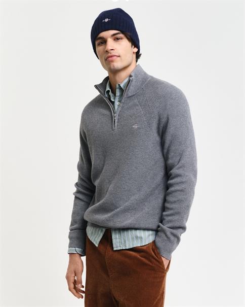 Gerippter Troyer aus Baumwoll-Woll-Gemisch dark grey melange