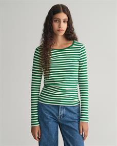 Geripptes Langarm-T-Shirt mit Streifen lavish green