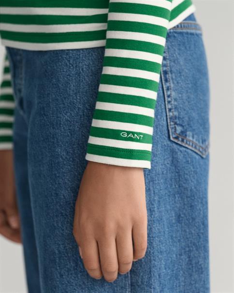 Geripptes Langarm-T-Shirt mit Streifen lavish green