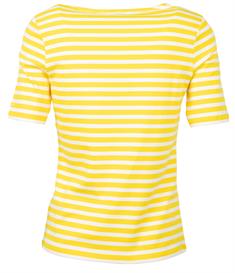 Geripptes Streifen-T-Shirt mit halblangem Arm gelb