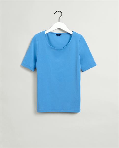 Geripptes T-Shirt mit halblangem Arm silver lake blue