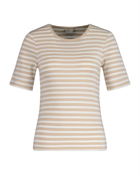 Geripptes T-Shirt mit Streifen dry sand