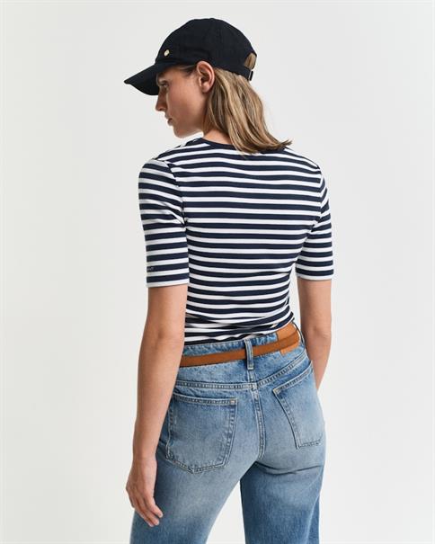 Geripptes T-Shirt mit Streifen evening blue