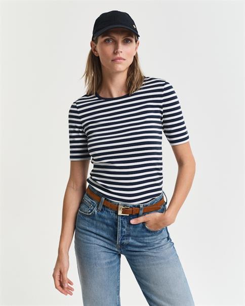 Geripptes T-Shirt mit Streifen evening blue