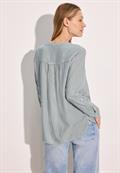 Gestreifte Basic Bluse fir green