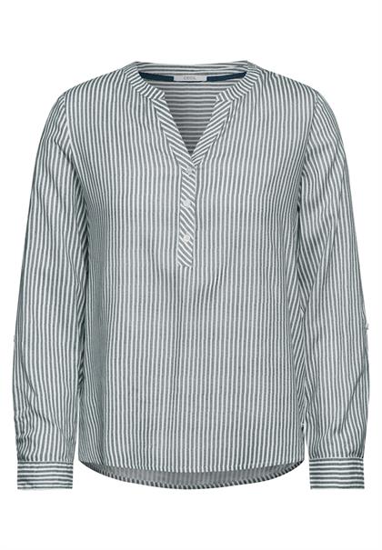 Gestreifte Basic Bluse fir green
