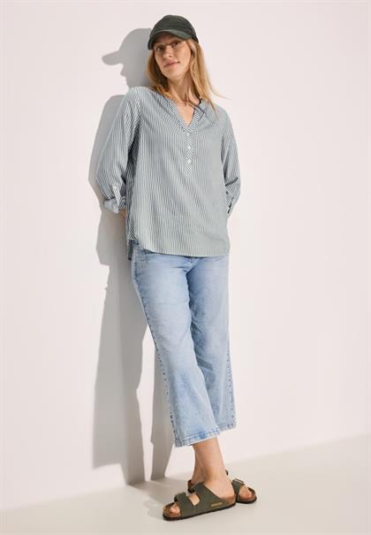 Gestreifte Basic Bluse fir green
