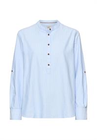 Gestreifte Bluse mit krempelbaren Ärmeln light blue