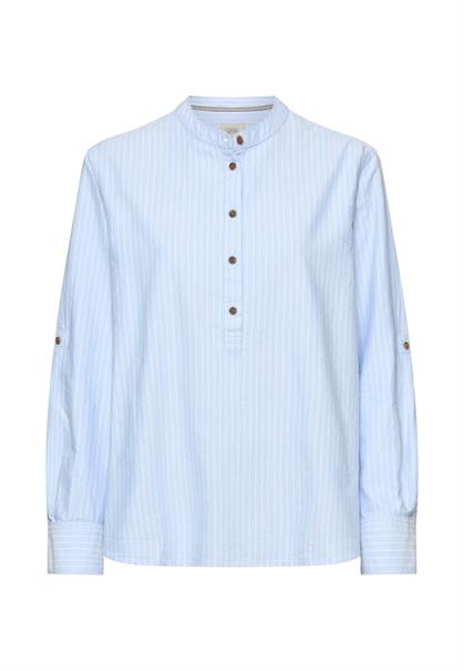 Gestreifte Bluse mit krempelbaren Ärmeln light blue