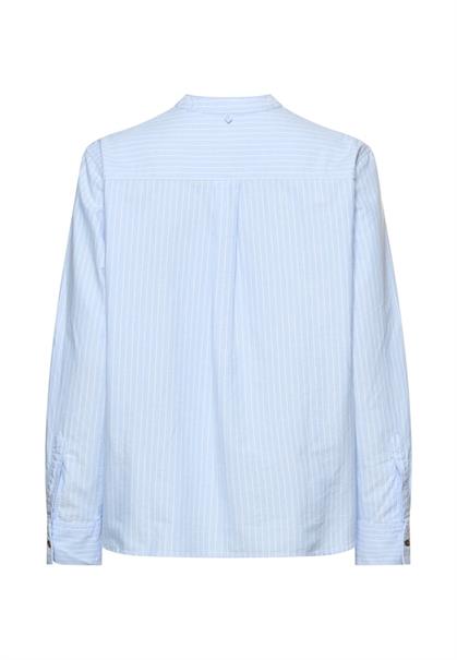 Gestreifte Bluse mit krempelbaren Ärmeln light blue