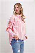 Gestreifte Bluse mit Pailletten pink smoothie gemustert
