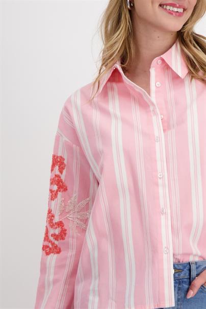 Gestreifte Bluse mit Pailletten pink smoothie gemustert