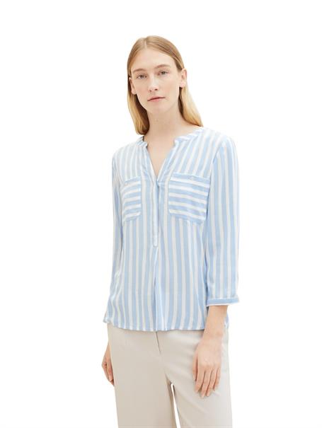 Gestreifte Bluse mit Taschen offwhite blue vertical stripe