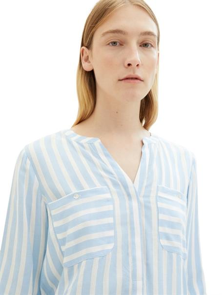 Gestreifte Bluse mit Taschen offwhite blue vertical stripe