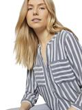 Gestreifte Bluse mit Taschen offwhite navy vertical stripe