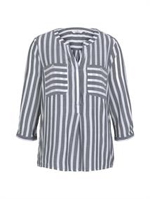 Gestreifte Bluse mit Taschen offwhite navy vertical stripe