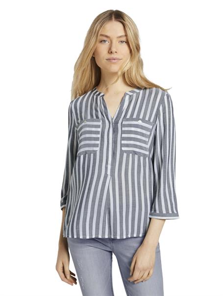 Gestreifte Bluse mit Taschen offwhite navy vertical stripe
