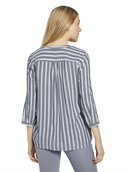 Gestreifte Bluse mit Taschen offwhite navy vertical stripe