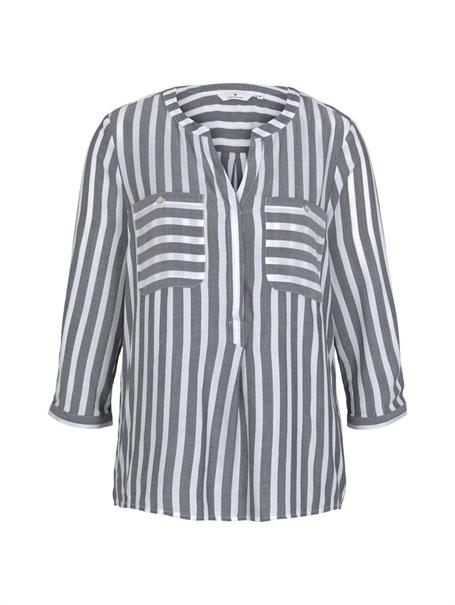 Gestreifte Bluse mit Taschen offwhite navy vertical stripe