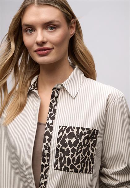Gestreifte Hemdbluse light terra mocha