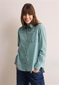 Gestreifte Hemdbluse petrol green