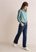 Gestreifte Hemdbluse petrol green