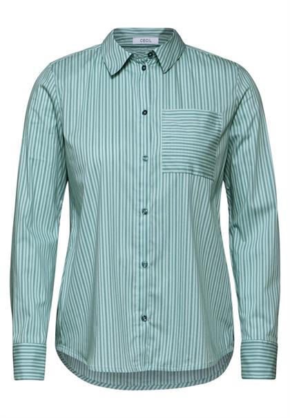 Gestreifte Hemdbluse petrol green