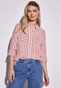 Gestreifte Leinen-Hemdbluse glory red