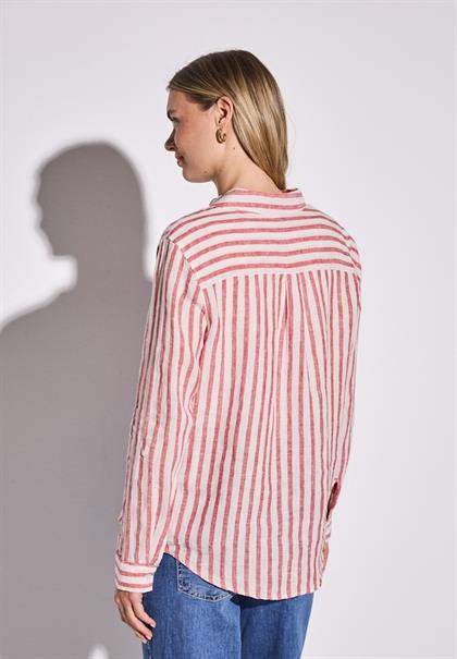 Gestreifte Leinen-Hemdbluse glory red