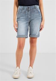 Gestreifte Loose Fit Shorts mid blue used wash