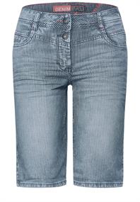 Gestreifte Loose Fit Shorts mid blue used wash