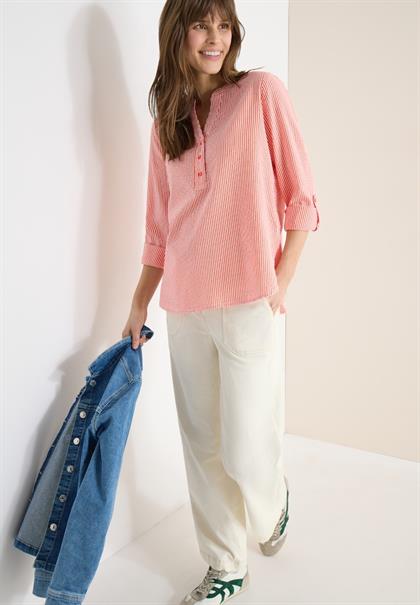 Gestreifte Seersucker Bluse cherry tomato orange