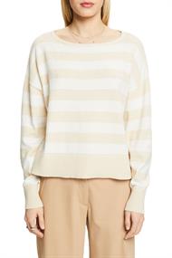 Gestreifter Pullover aus Baumwolle-Leinen-Mix cream beige 3