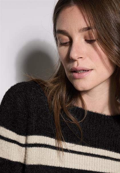 Gestreifter Pullover black