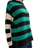 Gestreifter Strick Pullover green black stripe